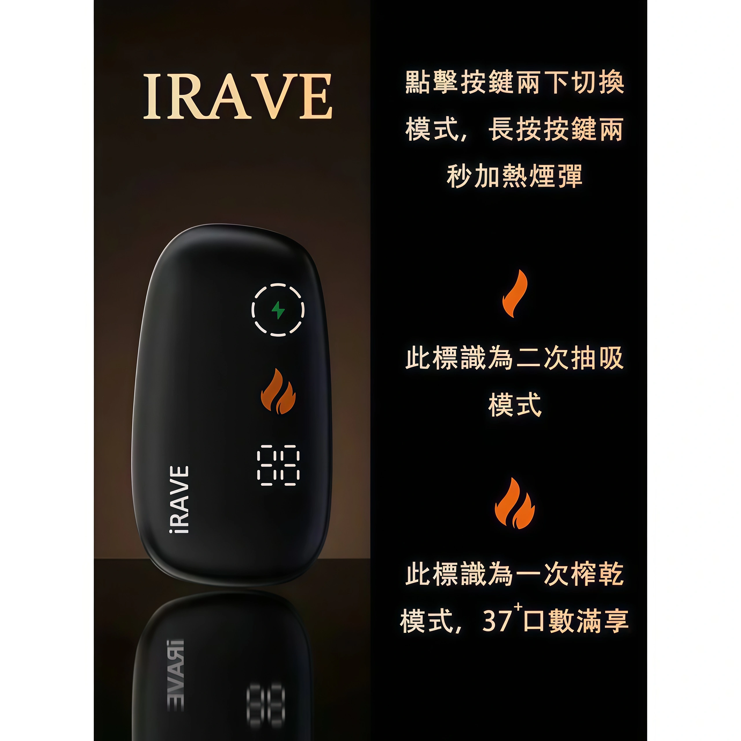 IRAVE 加熱菸主機|開箱即用免設定・一彈兩抽更省煙彈|台灣現貨 1 IQOS ILUMA 加熱菸主機|外觀正面實拍
